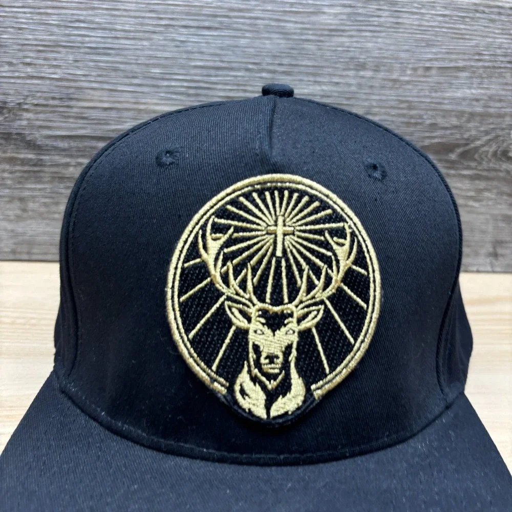 Jagermeister Hat Cap Snap Back Black Gold Embroidered Logo Beer Promo Adjustable